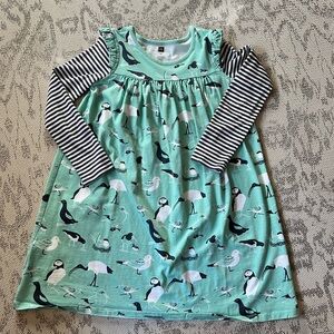 Tea Collection dress teal with striped arms